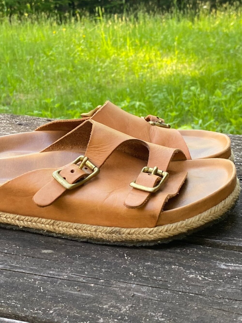 Vintage Tan "Zurich" Birkentocks w/Woven Jute & Leather Lined Size 41 Euro/10 US - Picture 3 of 6